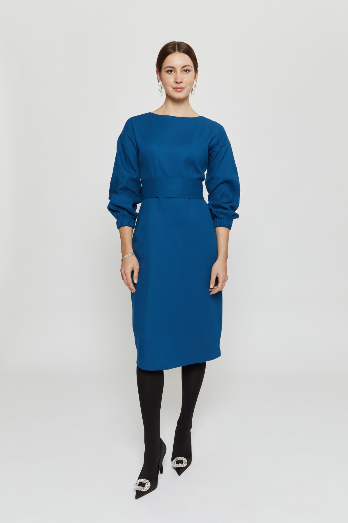 ayani-stefanie-winterkleid-mit-kimono-g-rtel-in-petrol-blau image 4