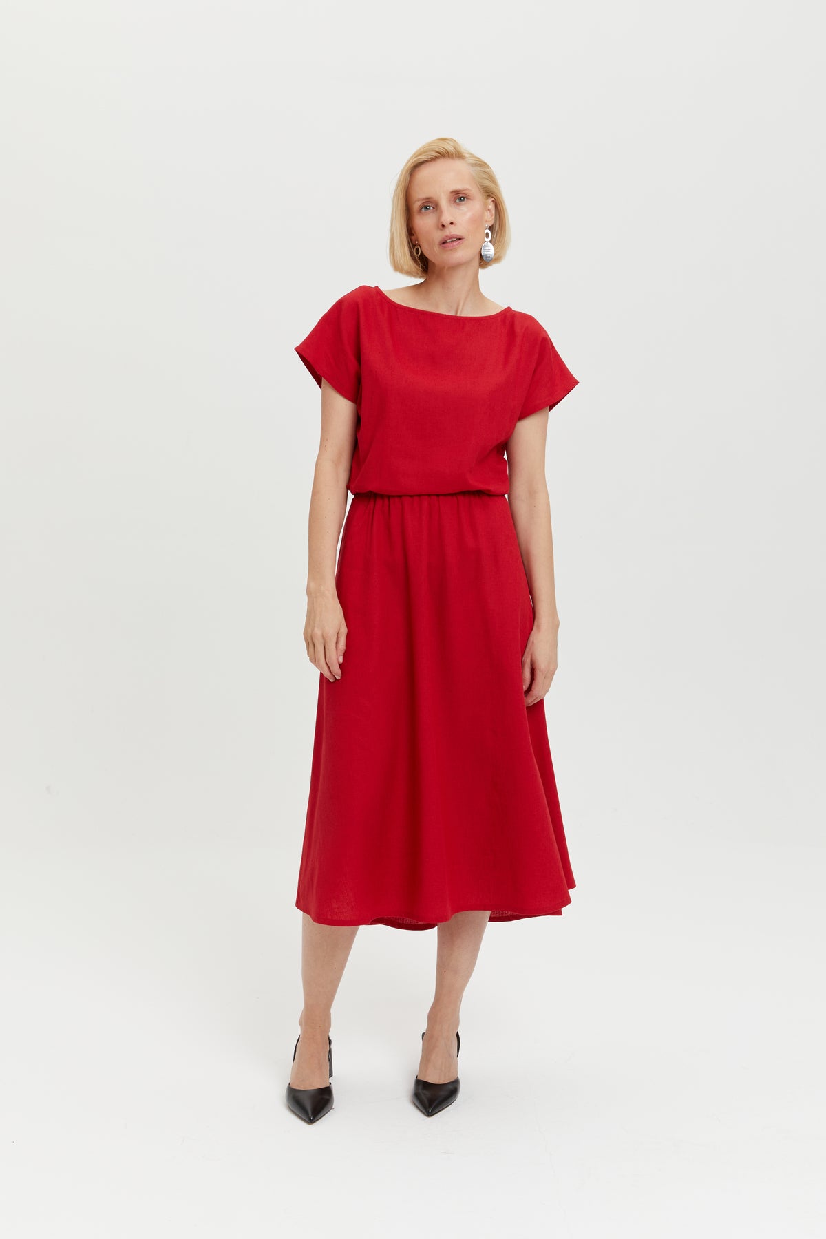 ayani-nane-leinenkleid-mit-kurzen-rmeln-in-rot image 4