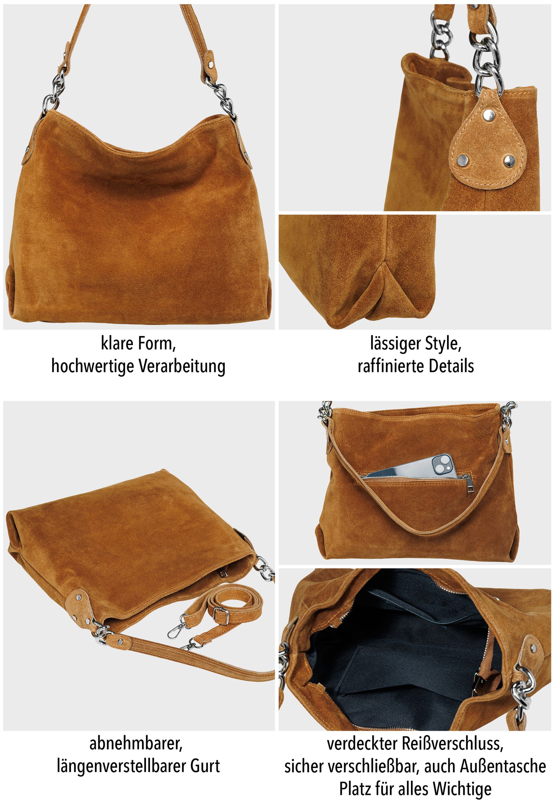 caspar-no-864-wildleder-handtasche-damen-umh-ngetasche-made-in-italy image 4