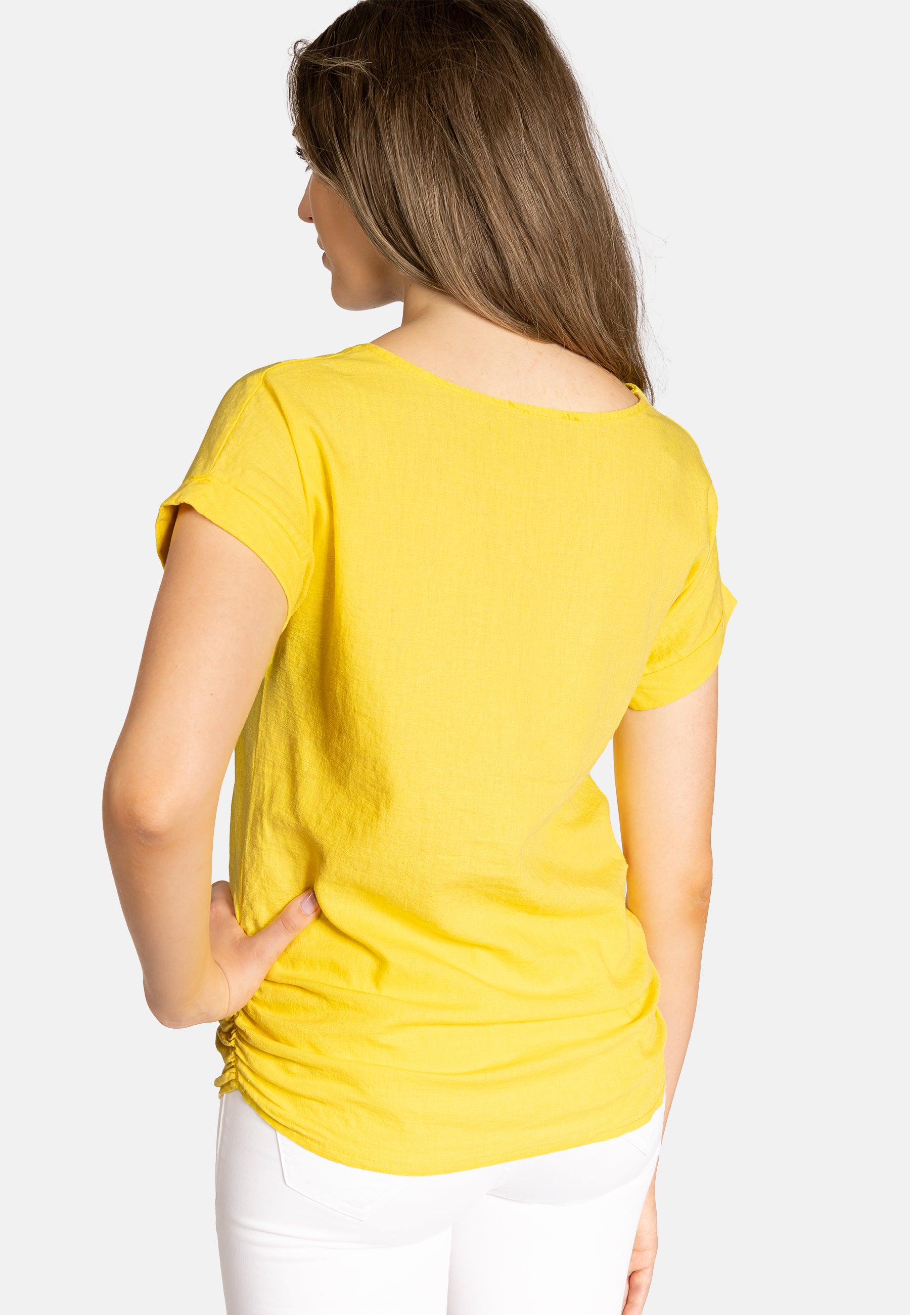 caspar-bluse-no-027-leinen-viskose-shirtbluse-mit-raffung image 7
