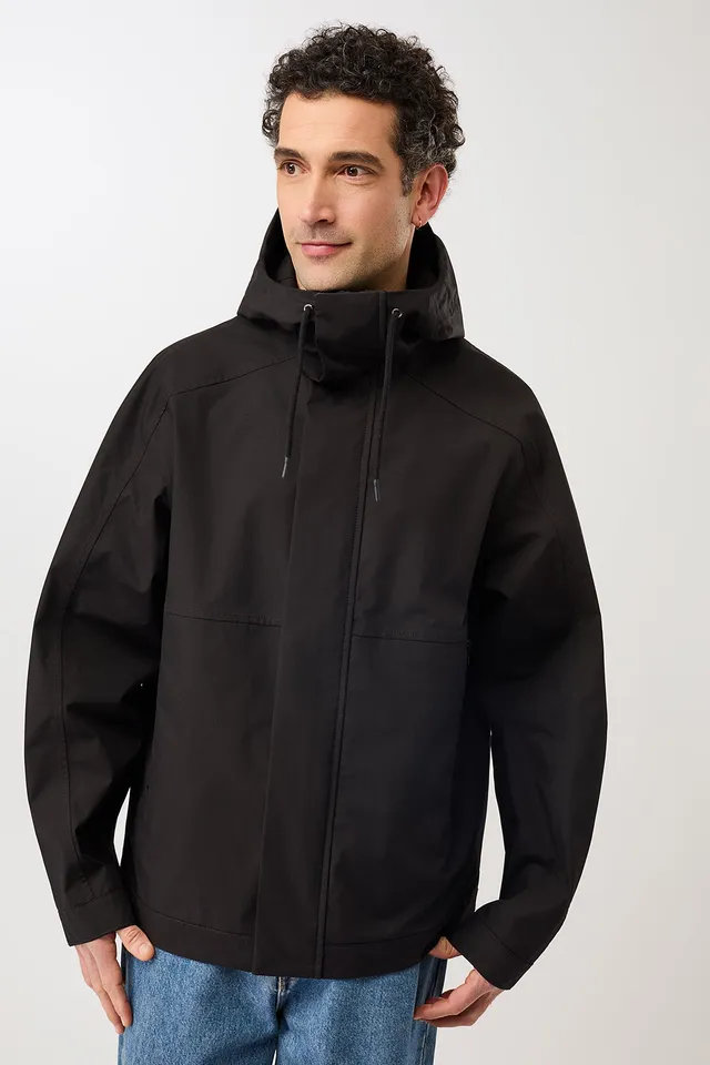 langerchen-kapuzenjacke-mit-verdeckter-knopfleiste-kurze-jacke-black image 1