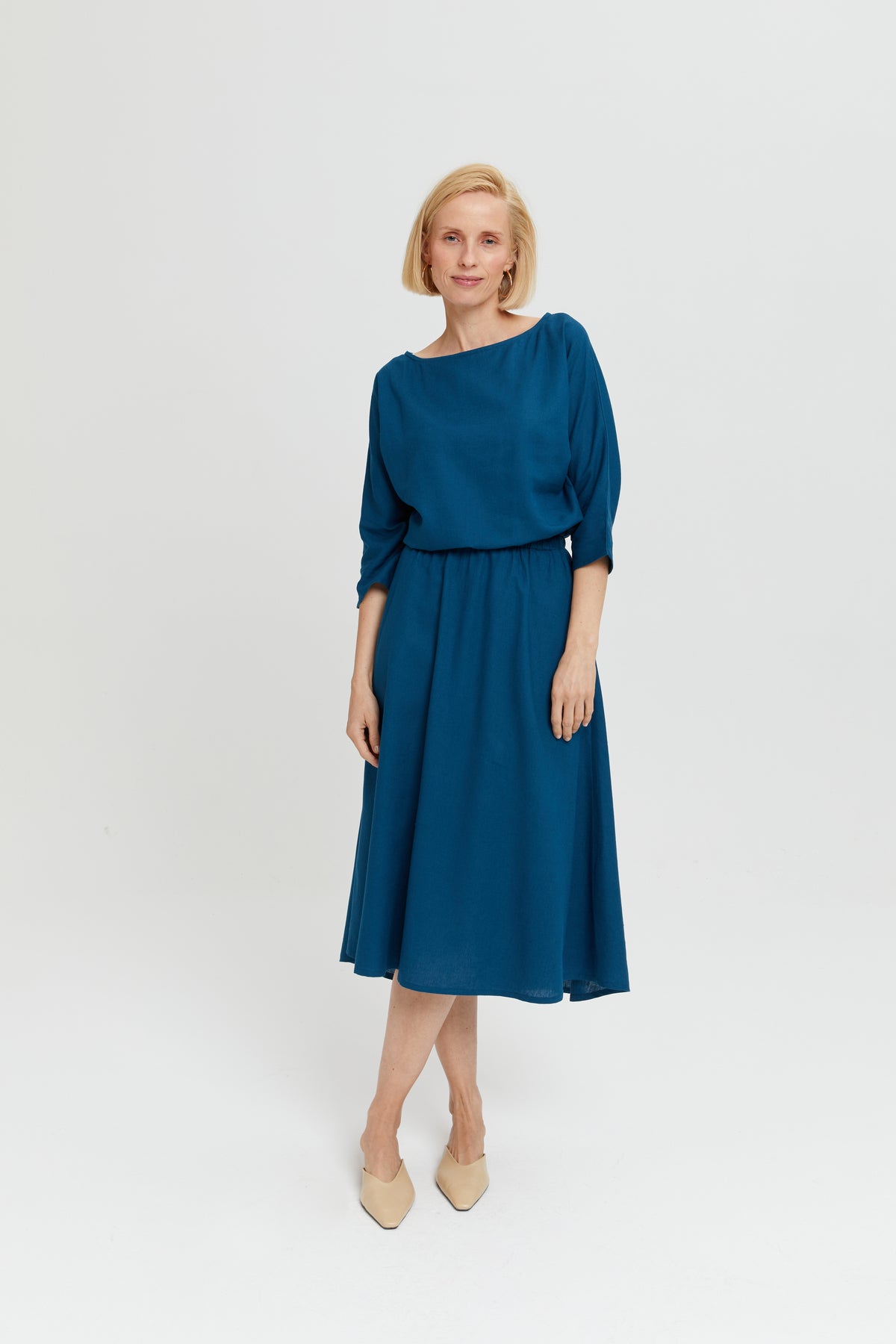 ayani-nane-leinenkleid-mit-3-4-rmeln-in-petrol-blue image 3
