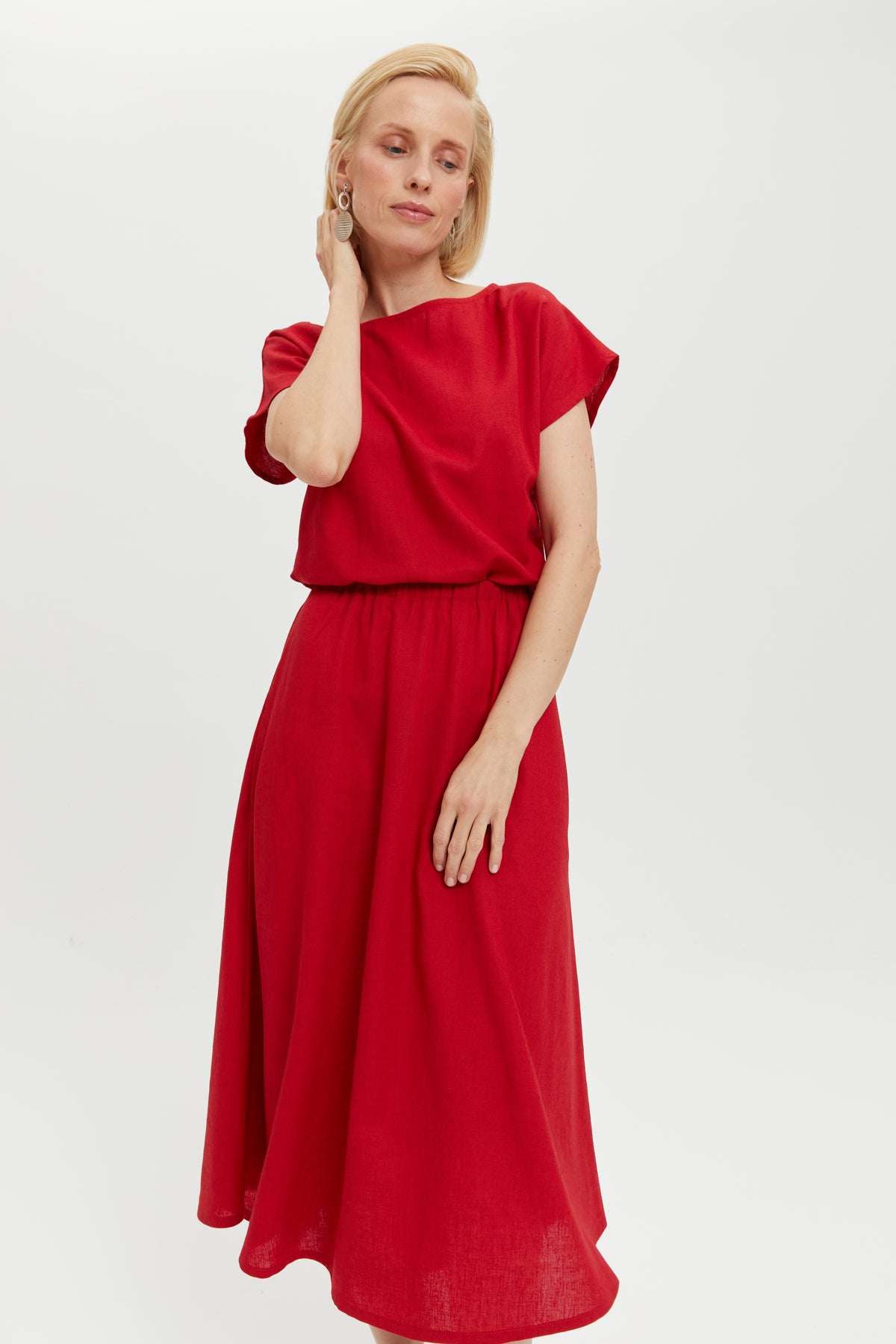 ayani-nane-leinenkleid-mit-kurzen-rmeln-in-rot image 3