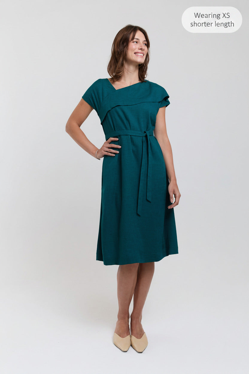 ayani-daniela-elegantes-midi-kleid-mit-r-schen-ausschnitt-in-gr-n image 4