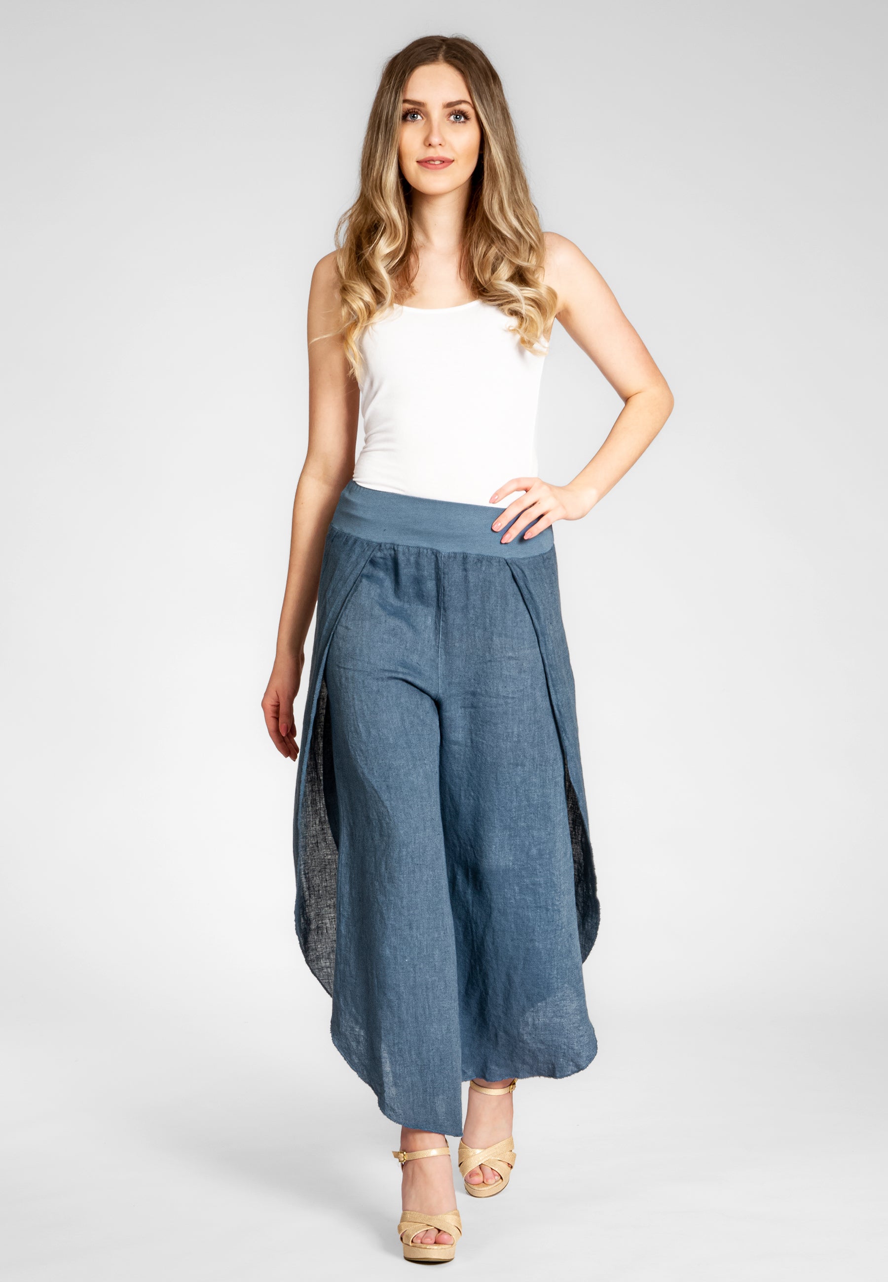 caspar-leinenhose-no-053-damen-sommerhose-mit-stretch-bund image 8