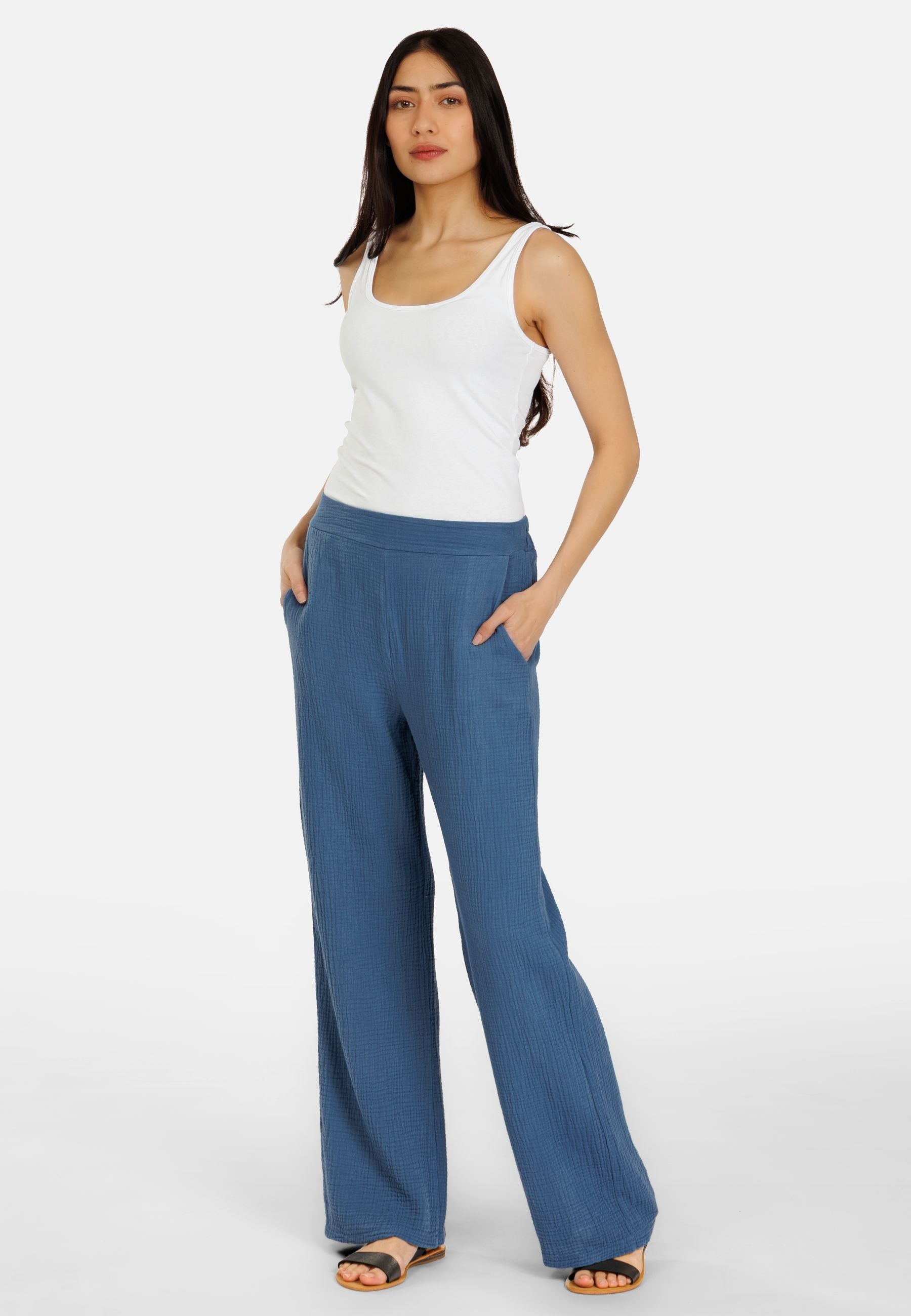 caspar-khs055-damen-musselin-hose-sommer-aus-baumwolle image 7