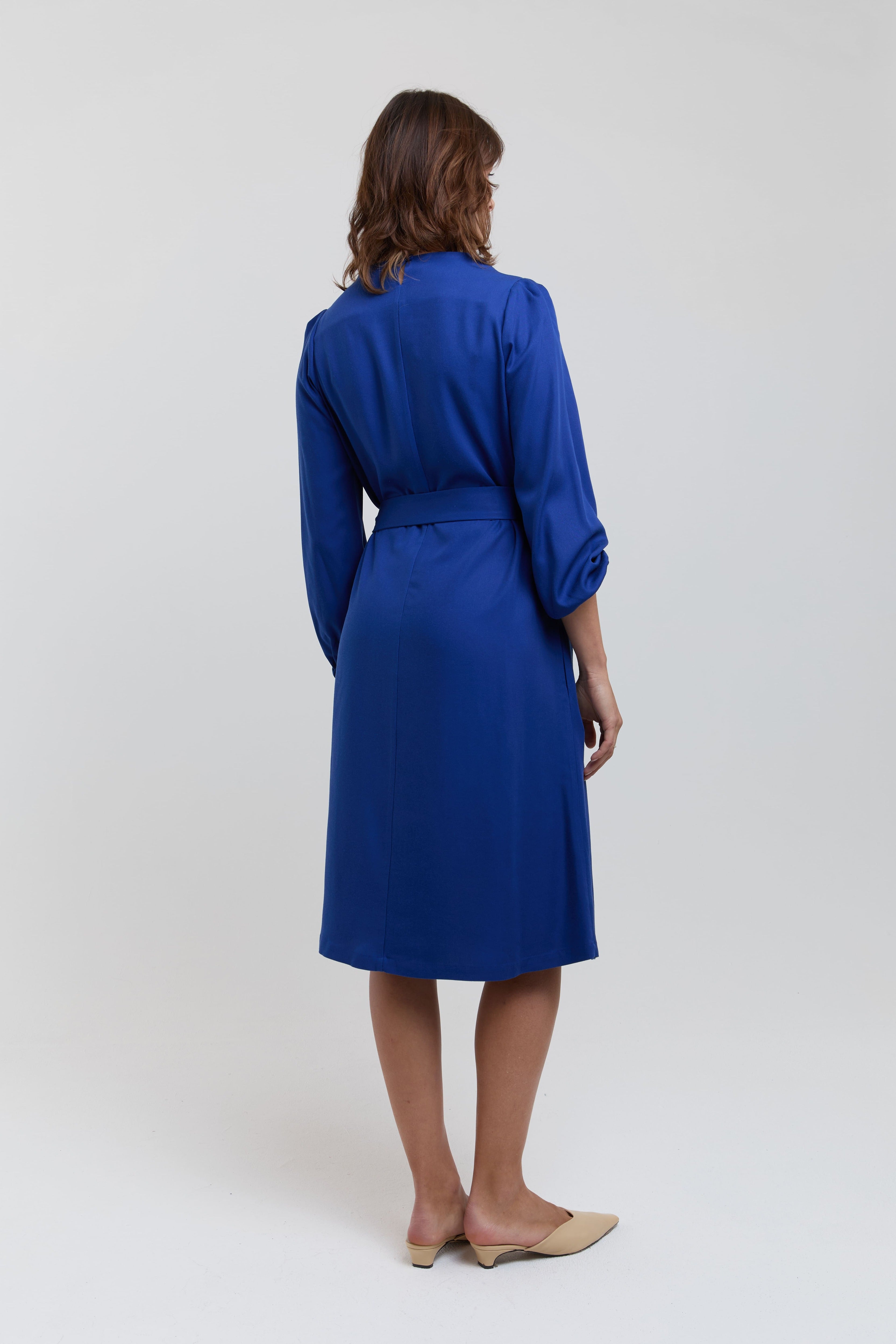 ayani-mia-g-rtelkleid-mit-plissee-rmeln-und-stehkragen-in-midnight-blue image 6