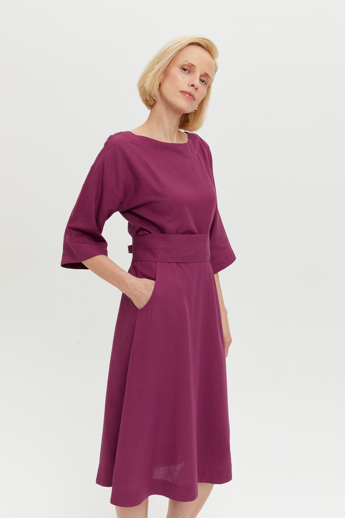 ayani-mane-elegantes-midi-kleid-mit-kimono-g-rtel-in-purple image 4