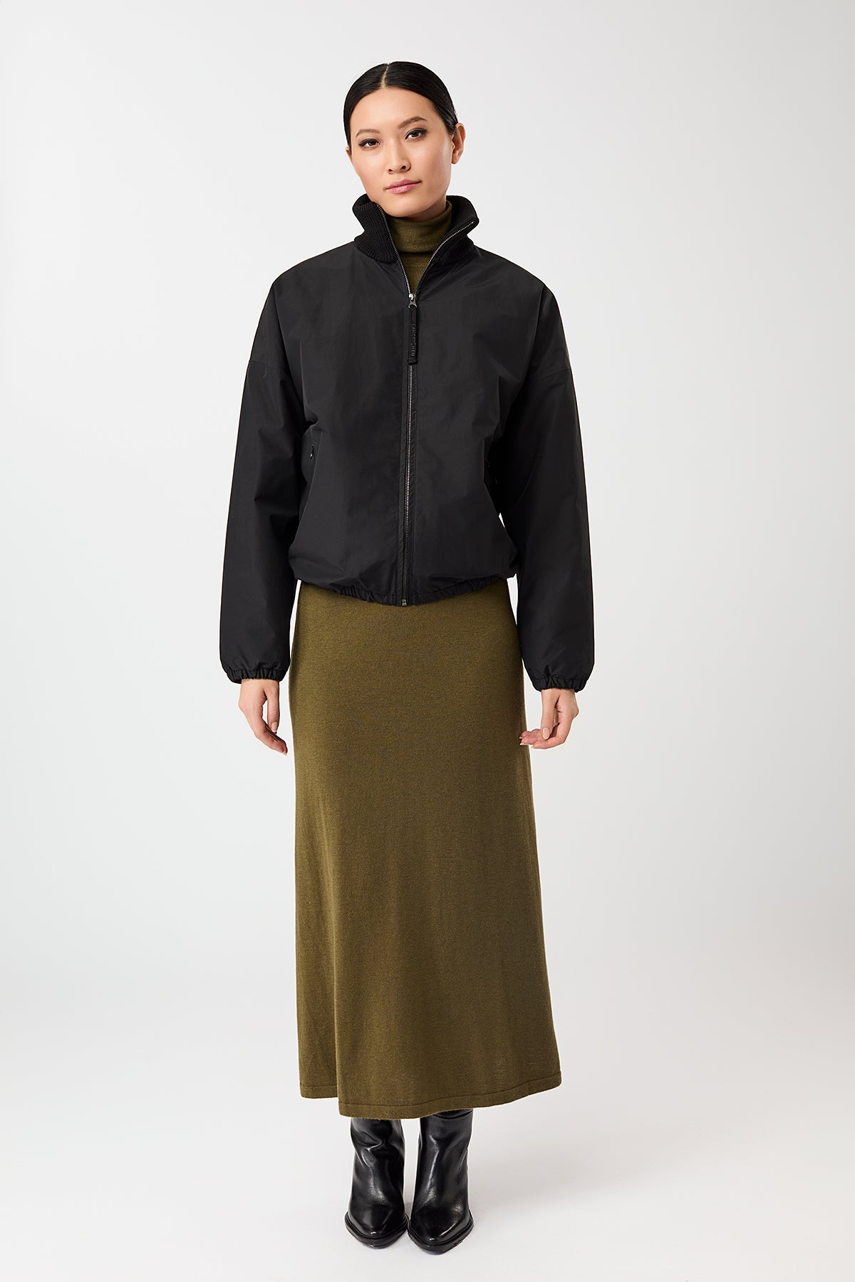 langerchen-wattierter-blouson-mit-rippenkragen-black image 1