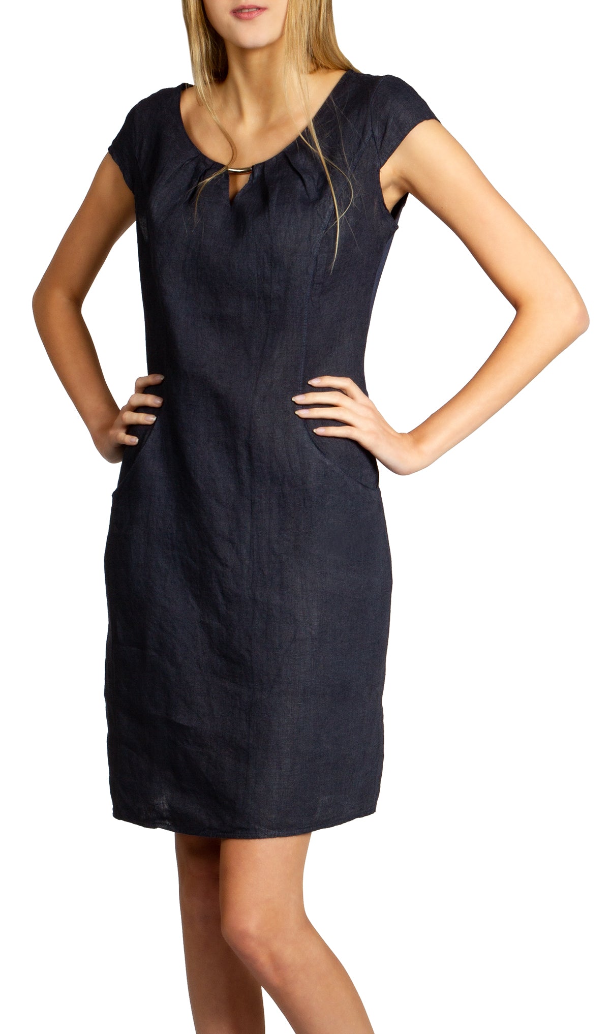 caspar-leinenkleid-no-020-sommerkleid-knielang-100-leinen image 1