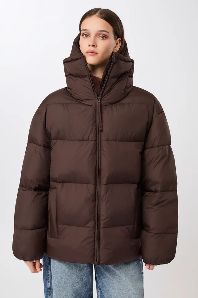 langerchen-steppjacke-mit-kragen-und-abnehmbarer-kapuze-coffee image 1
