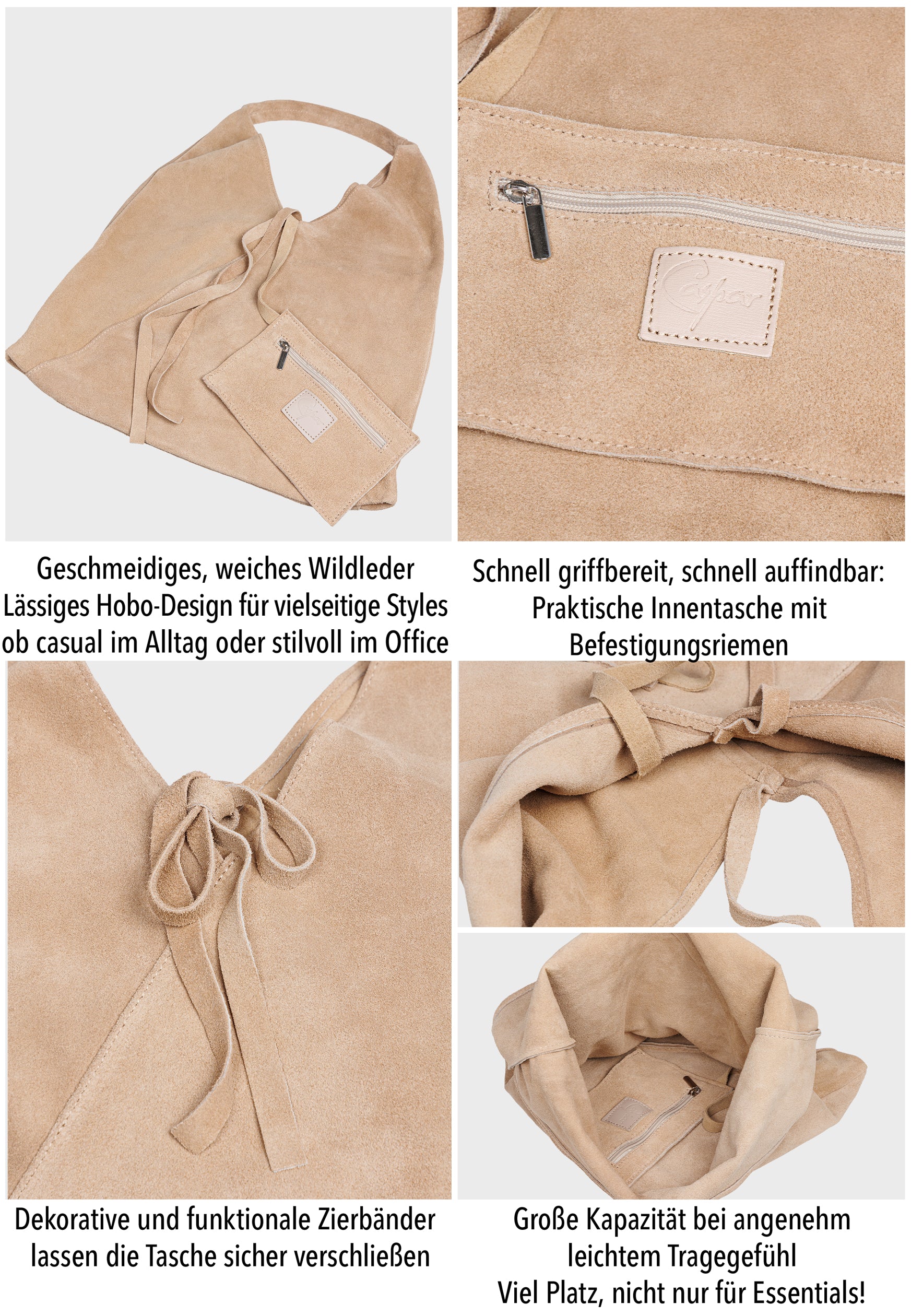 caspar-hobo-no-863-damen-hobo-bag-wildleder-40x35 image 3