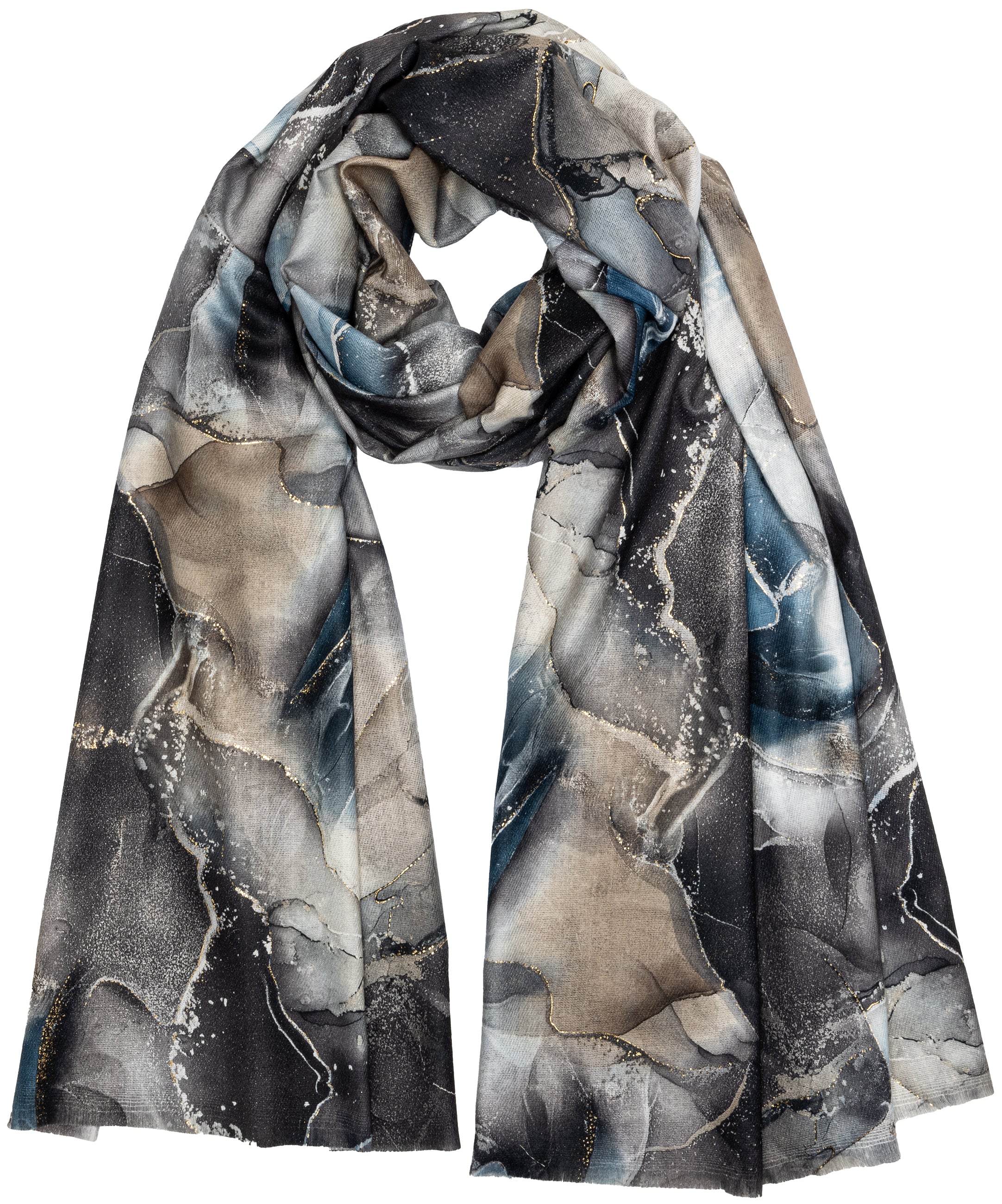 caspar-schal-no-515-xl-aquarell-print-mit-gold-200-x-75-cm image 1
