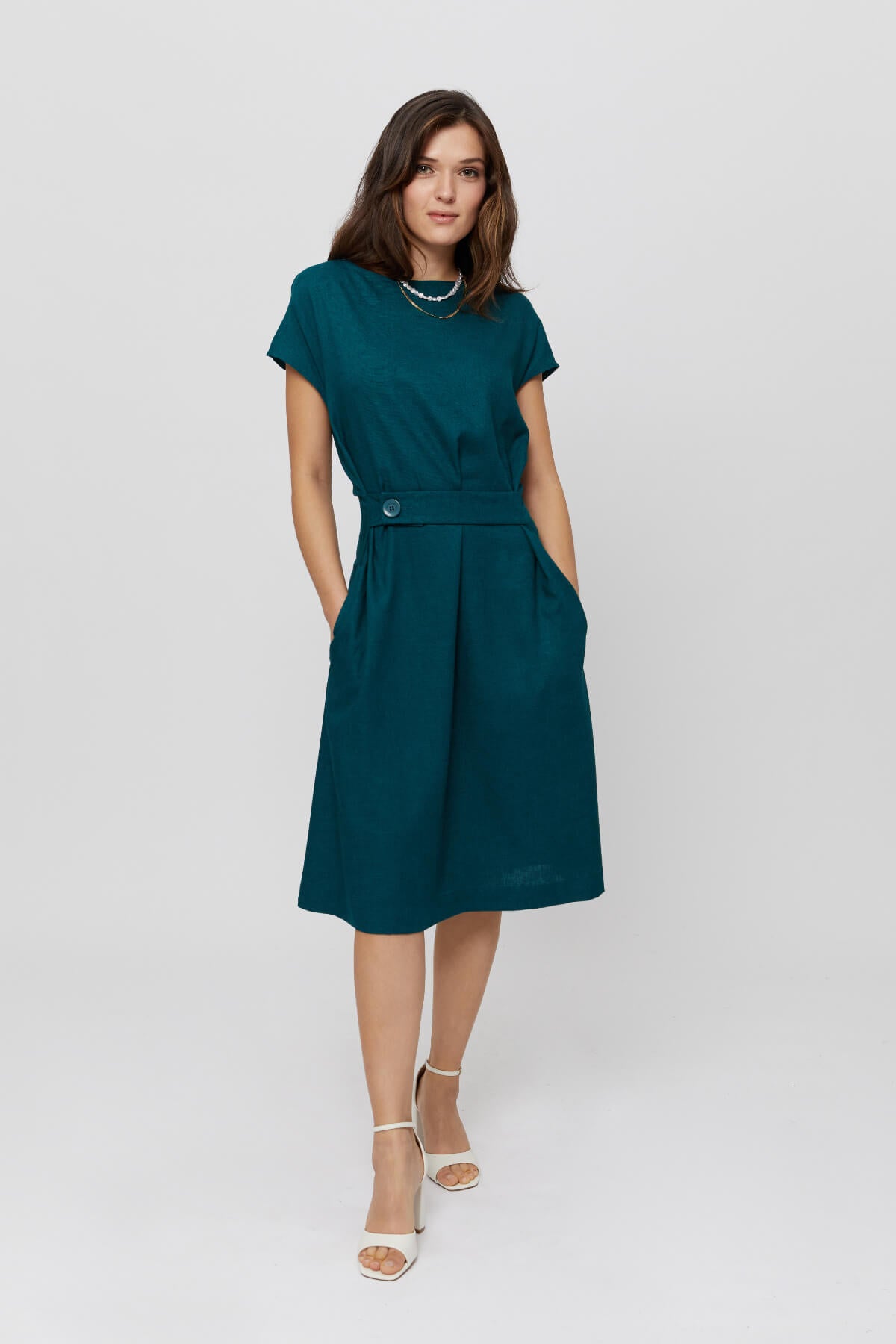 ayani-sati-midi-kleid-bootsausschnitt-gr-n image 2