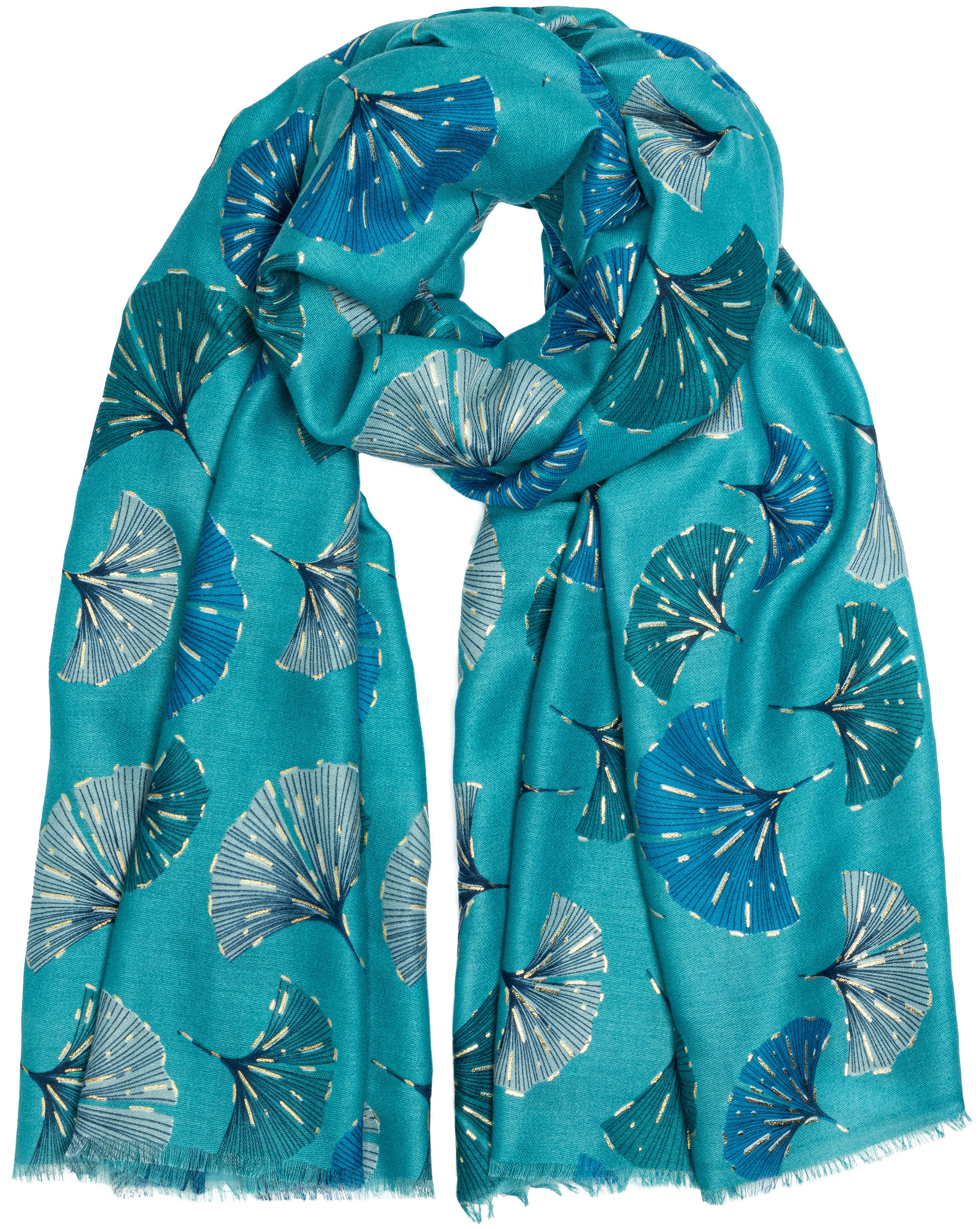 caspar-schal-no-516-damen-schal-mit-ginkgo-print-180-x-85-cm image 7