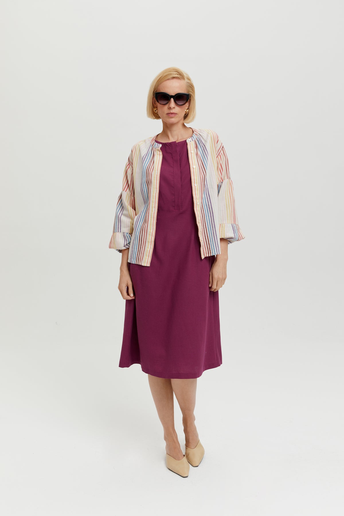 ayani-lusin-midi-leinenkleid-mit-knopfleiste-in-lila image 8