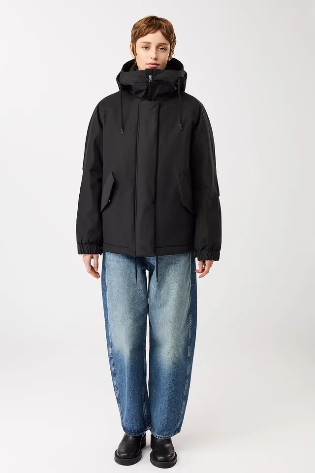 langerchen-wattierter-kurzparka-in-lockerem-volumen-black image 1