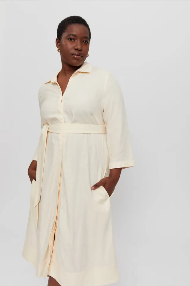 ayani-mariam-leinen-hemdkleid-mit-breitem-g-rtel-in-cream image 1
