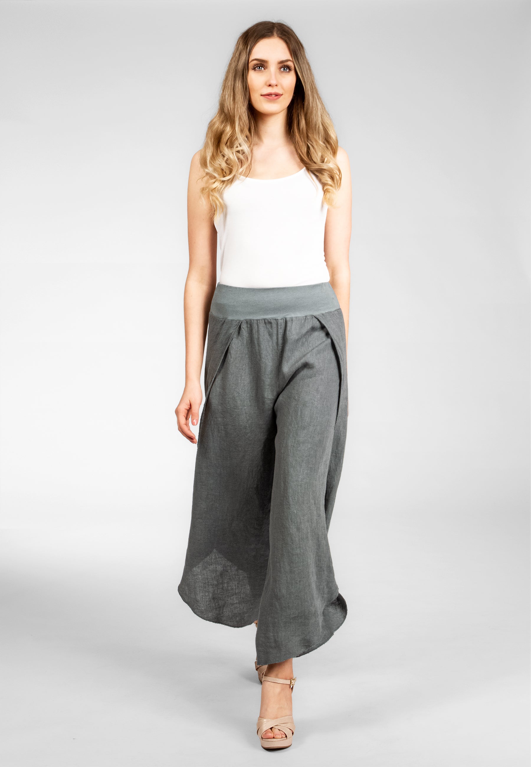 caspar-leinenhose-no-053-damen-sommerhose-mit-stretch-bund image 2