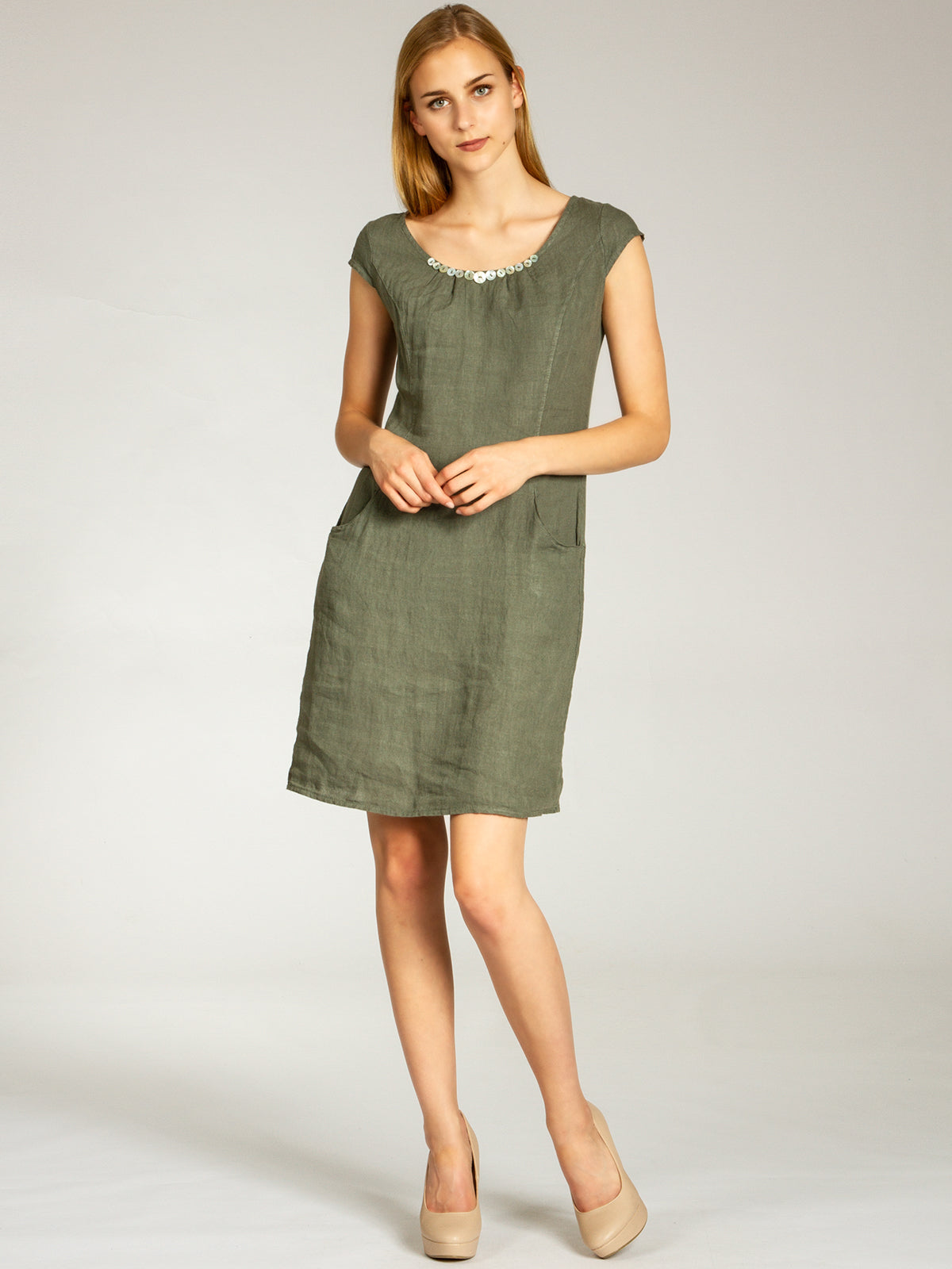caspar-leinenkleid-no-018-damen-sommerkleid-aus-100-leinen-mit-spange image 7