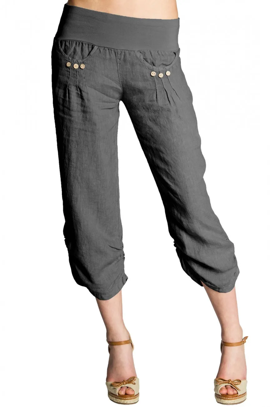 caspar-leinenhose-no-017-damen-3-4-capri-boyfriend-100-leinen image 1