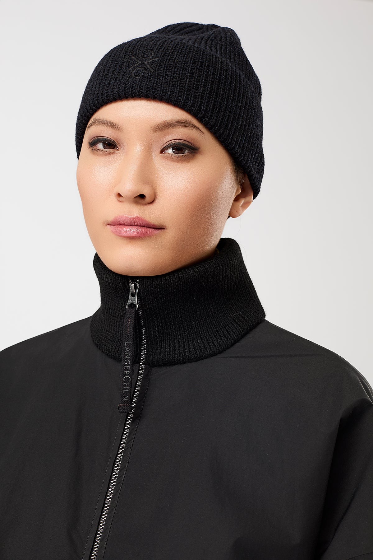 langerchen-wattierter-blouson-mit-rippenkragen-black image 5