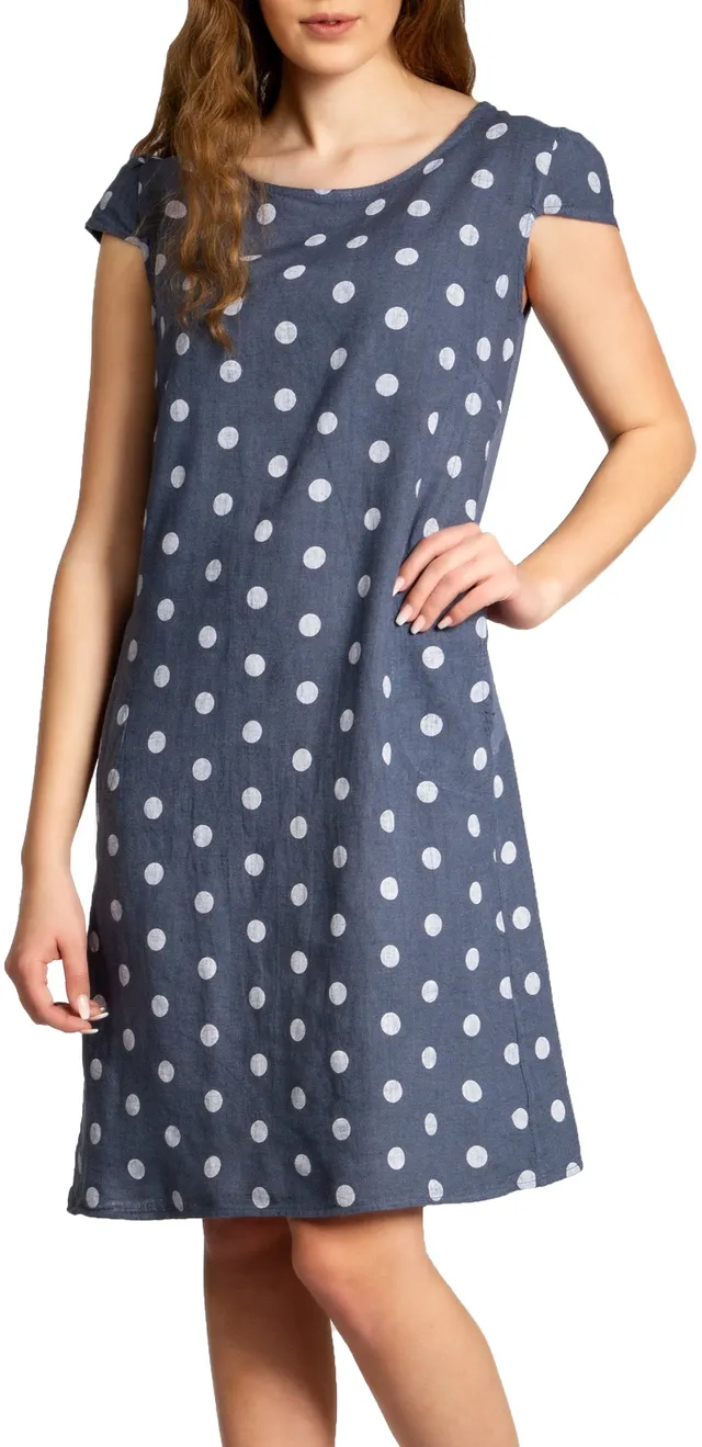 caspar-leinenkleid-no-024-damen-sommerkleid-mit-retro-punkten image 1
