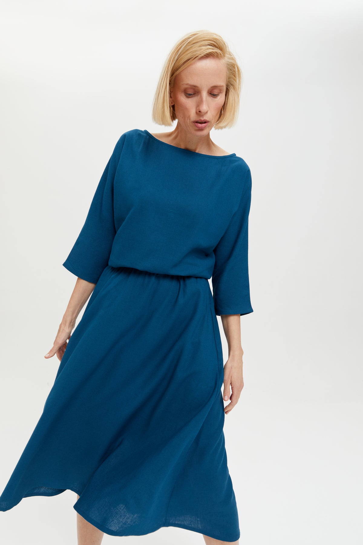 ayani-nane-leinenkleid-mit-3-4-rmeln-in-petrol-blue image 5