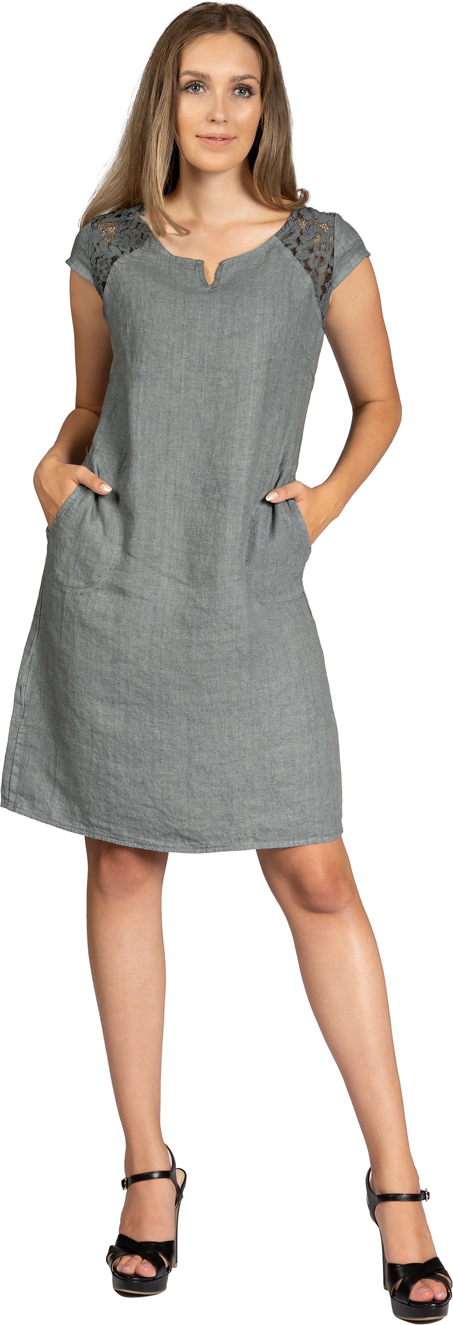caspar-leinenkleid-no-042-damen-sommerkleid-aus-leinen-mit-spitze image 8