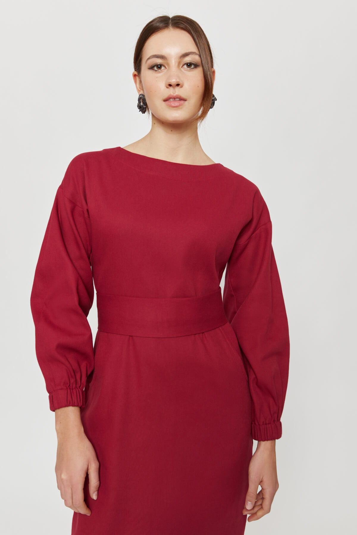 ayani-stefanie-winterkleid-mit-kimono-g-rtel-in-red-bordo image 3
