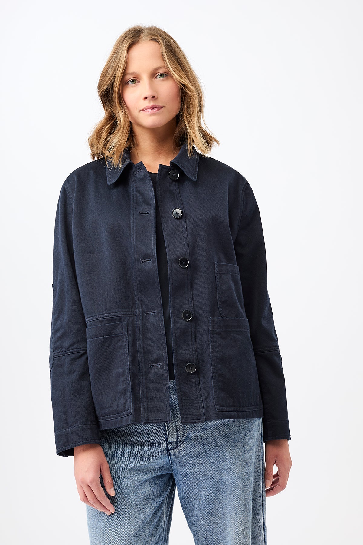 langerchen-kurze-jacke-mit-kn-pfen-navy-damen-bergangsjacke image 6