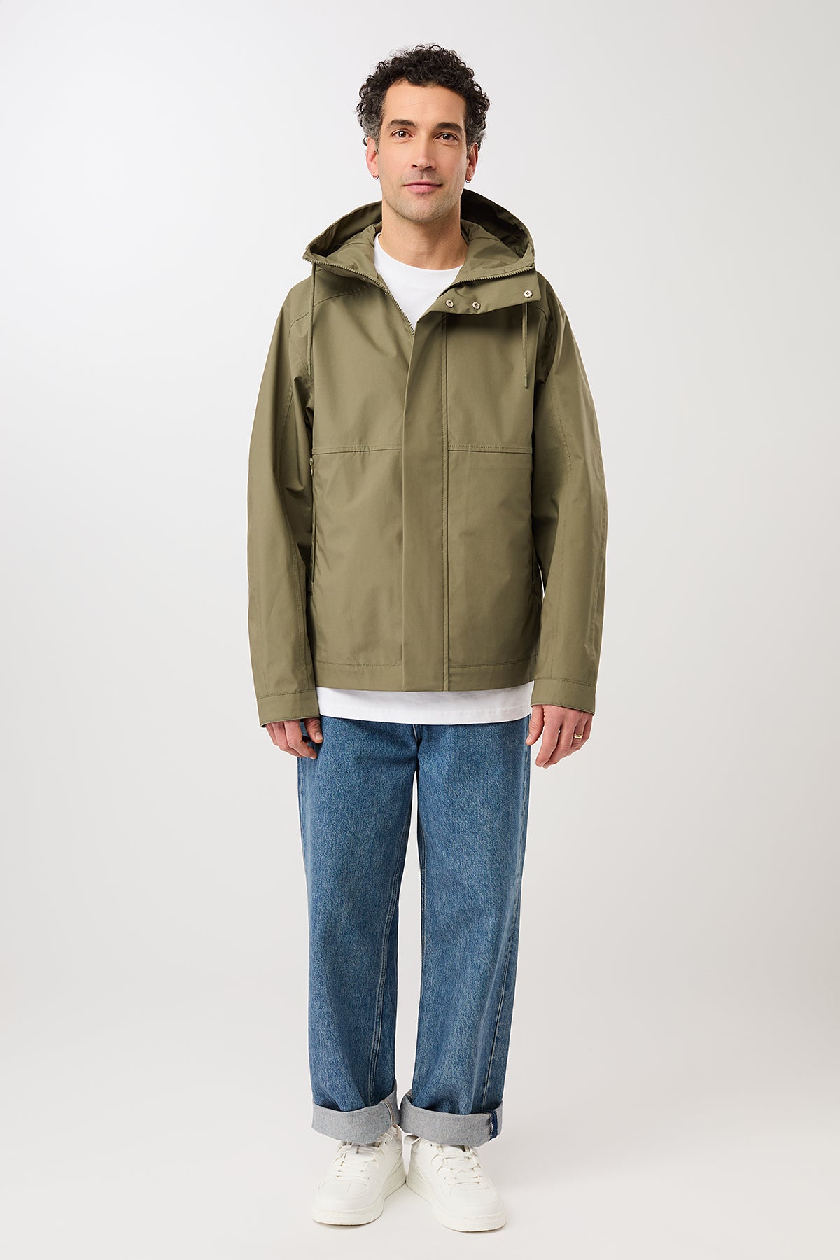 langerchen-kapuzenjacke-mit-verdeckter-knopfleiste-stone-moss-kurze-jacke image 1