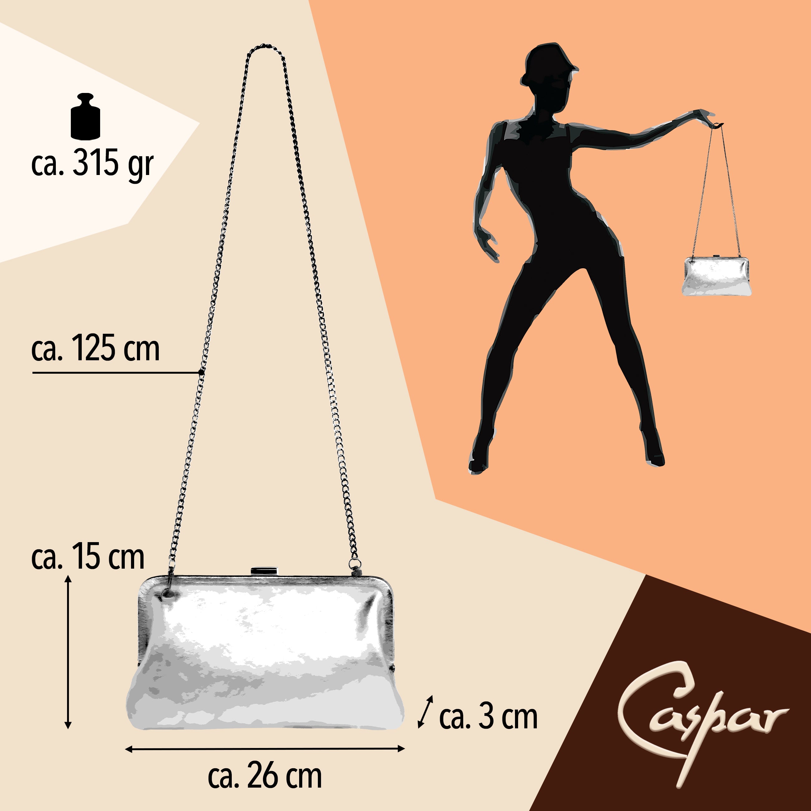 caspar-no-862-echtleder-clutch-damen-mit-b-gel-und-kette image 5