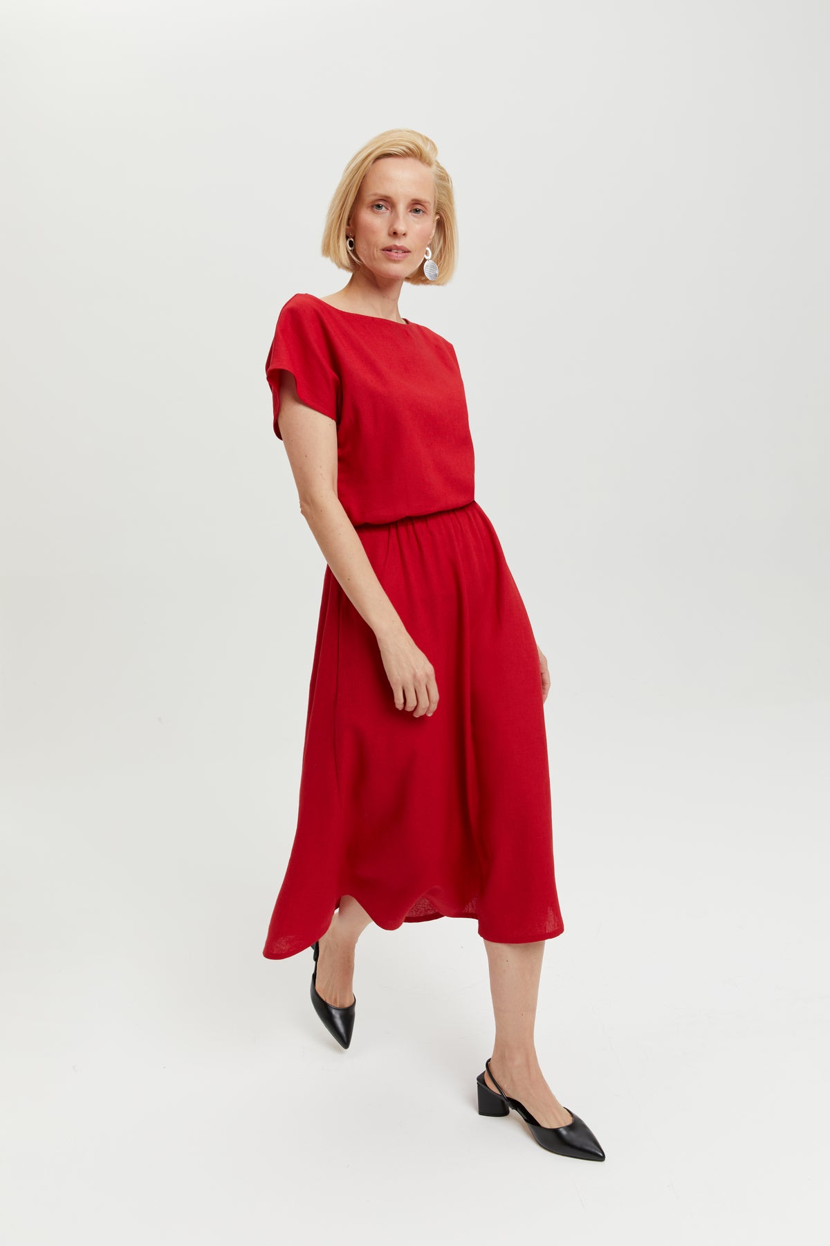 ayani-nane-leinenkleid-mit-kurzen-rmeln-in-rot image 2