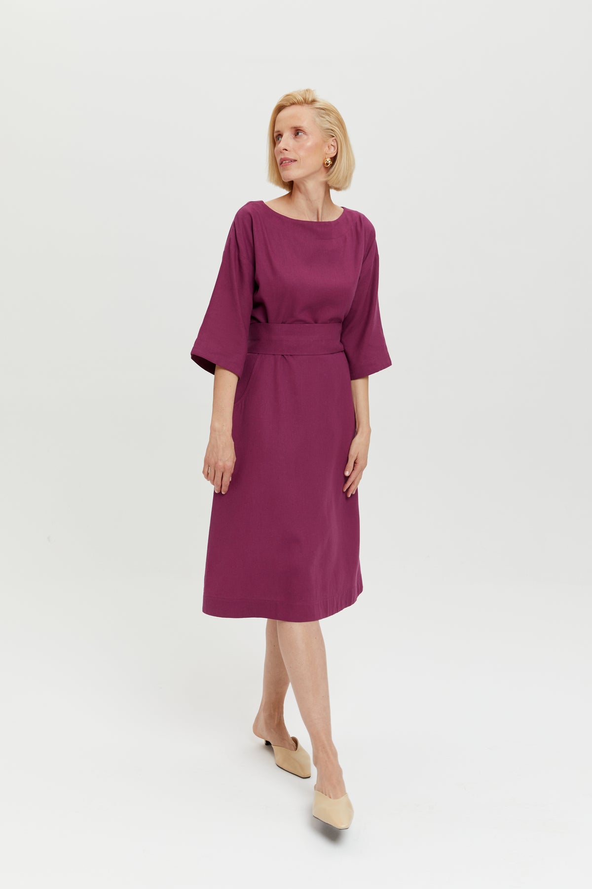 ayani-mane-elegantes-midi-kleid-mit-kimono-g-rtel-in-purple image 2