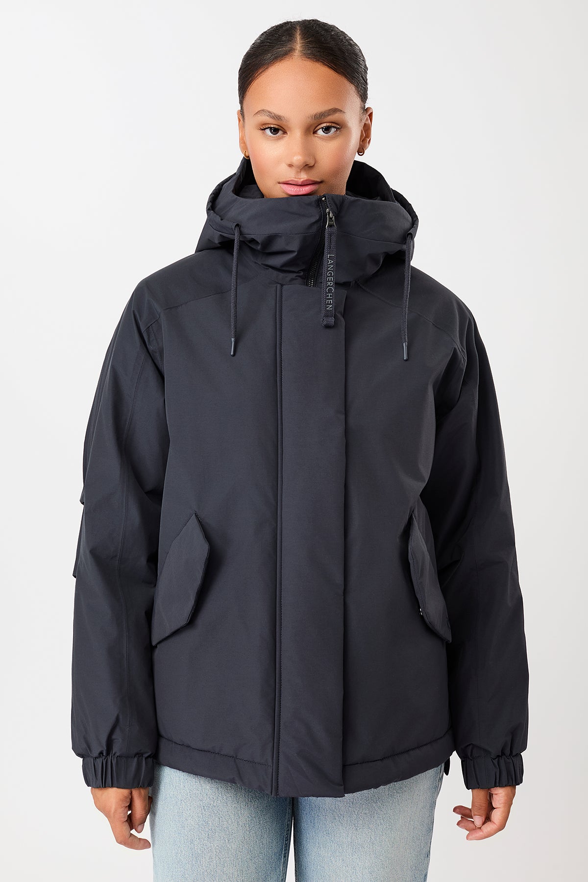 langerchen-wattierter-kurzparka-lockeres-volumen-navy image 1