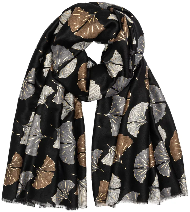 caspar-schal-no-516-damen-schal-mit-ginkgo-print-180-x-85-cm image 1