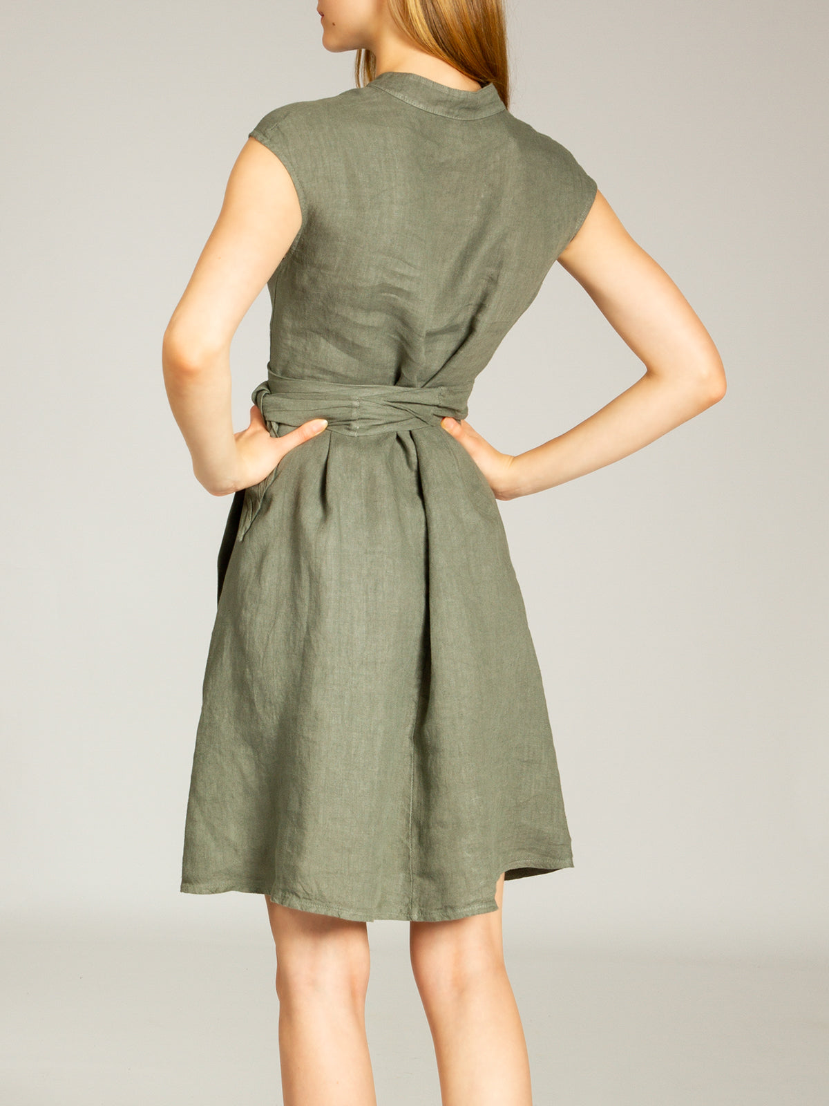 caspar-leinenkleid-no-016-damen-sommerkleid-knielang-mit-bindegurten image 4