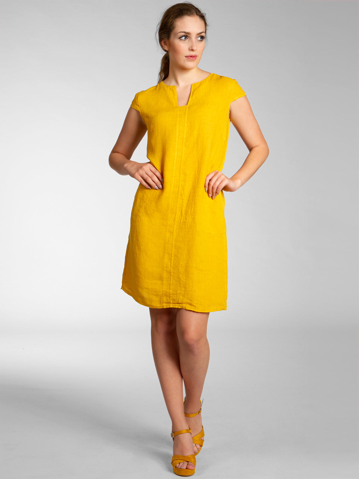 caspar-leinenkleid-no-036-damen-sommerkleid-100-leinen-knielang image 2