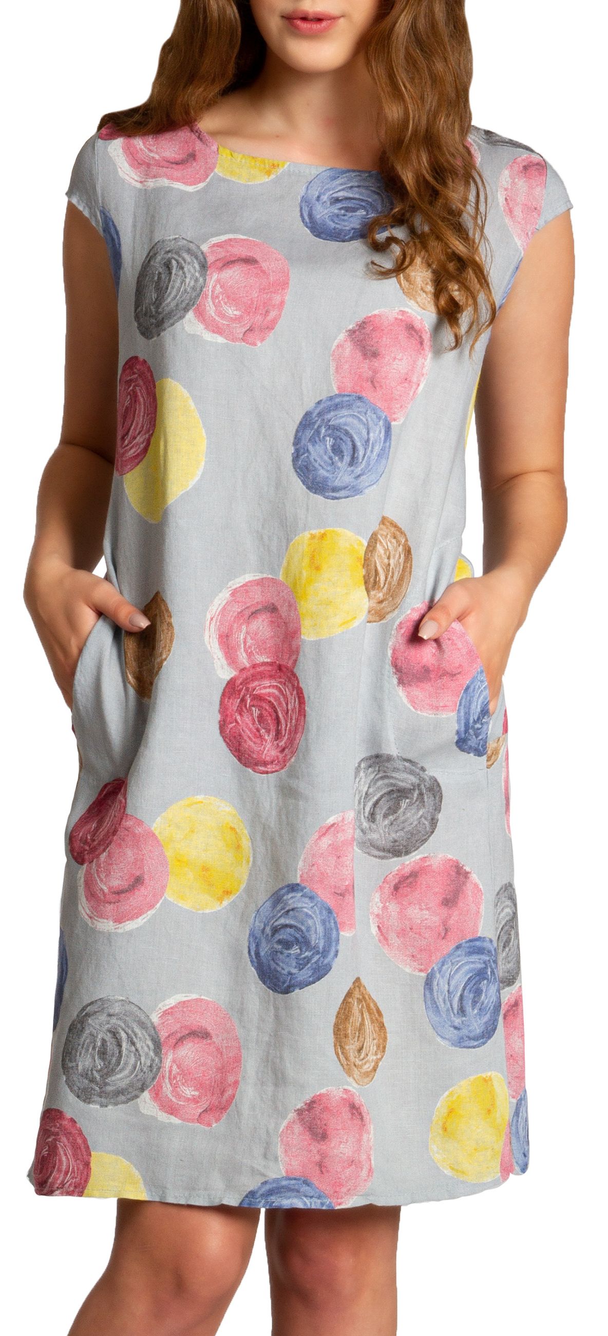 caspar-leinenkleid-no-033-sommerkleid-punkte-muster-knielang image 5