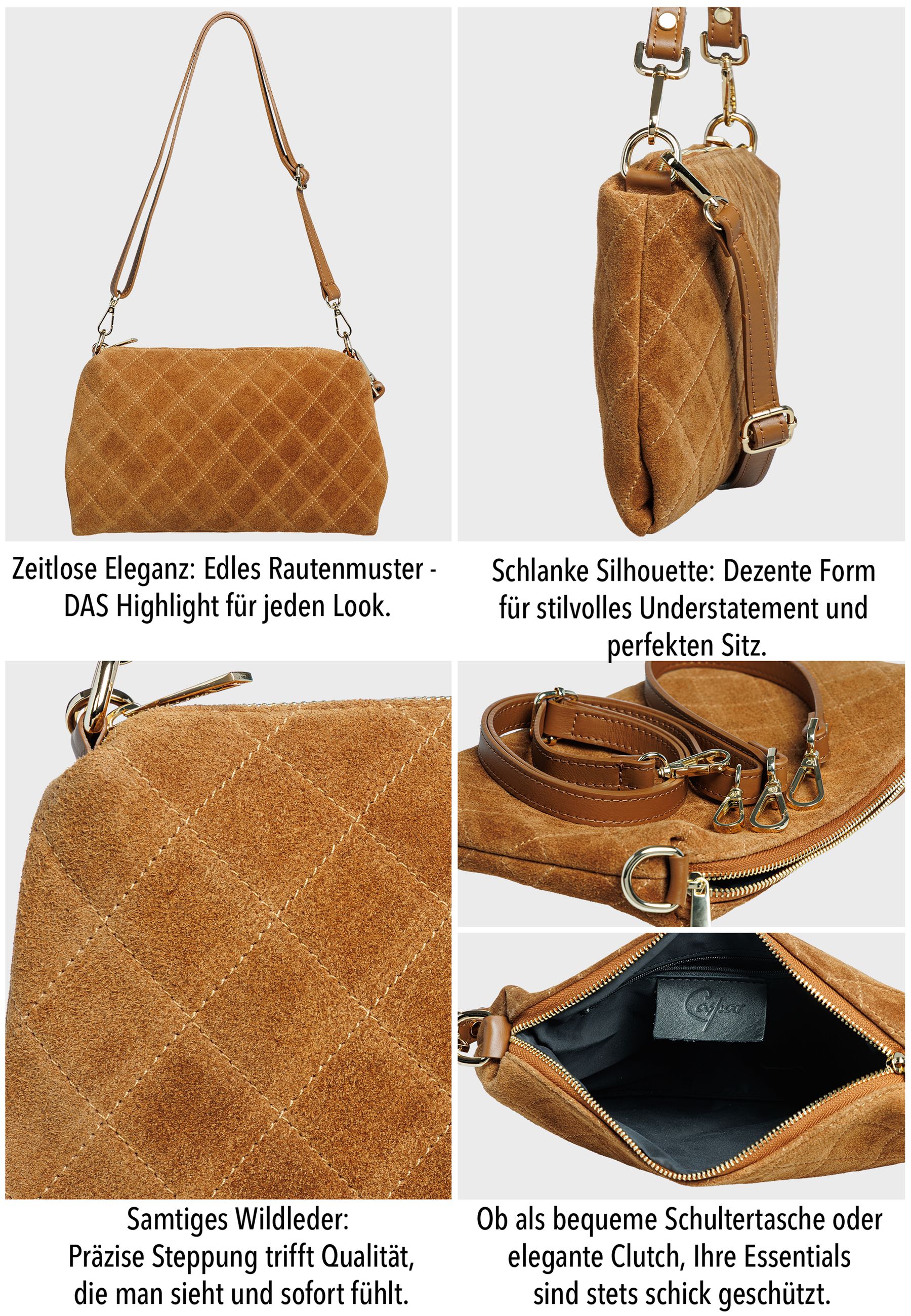 caspar-premium-line-no-856-wildleder-handtasche-clutch-umh-ngetasche-made-in-ita image 2
