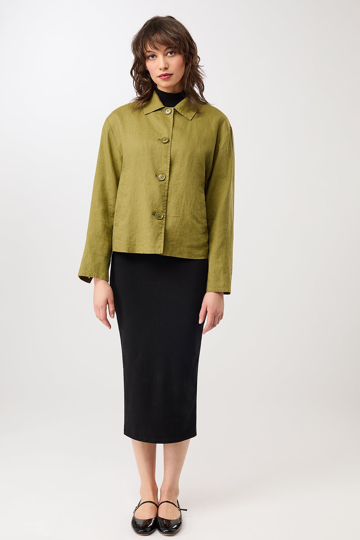 langerchen-schlichte-jacke-aus-leinen-kurze-jacke-green-olive image 1