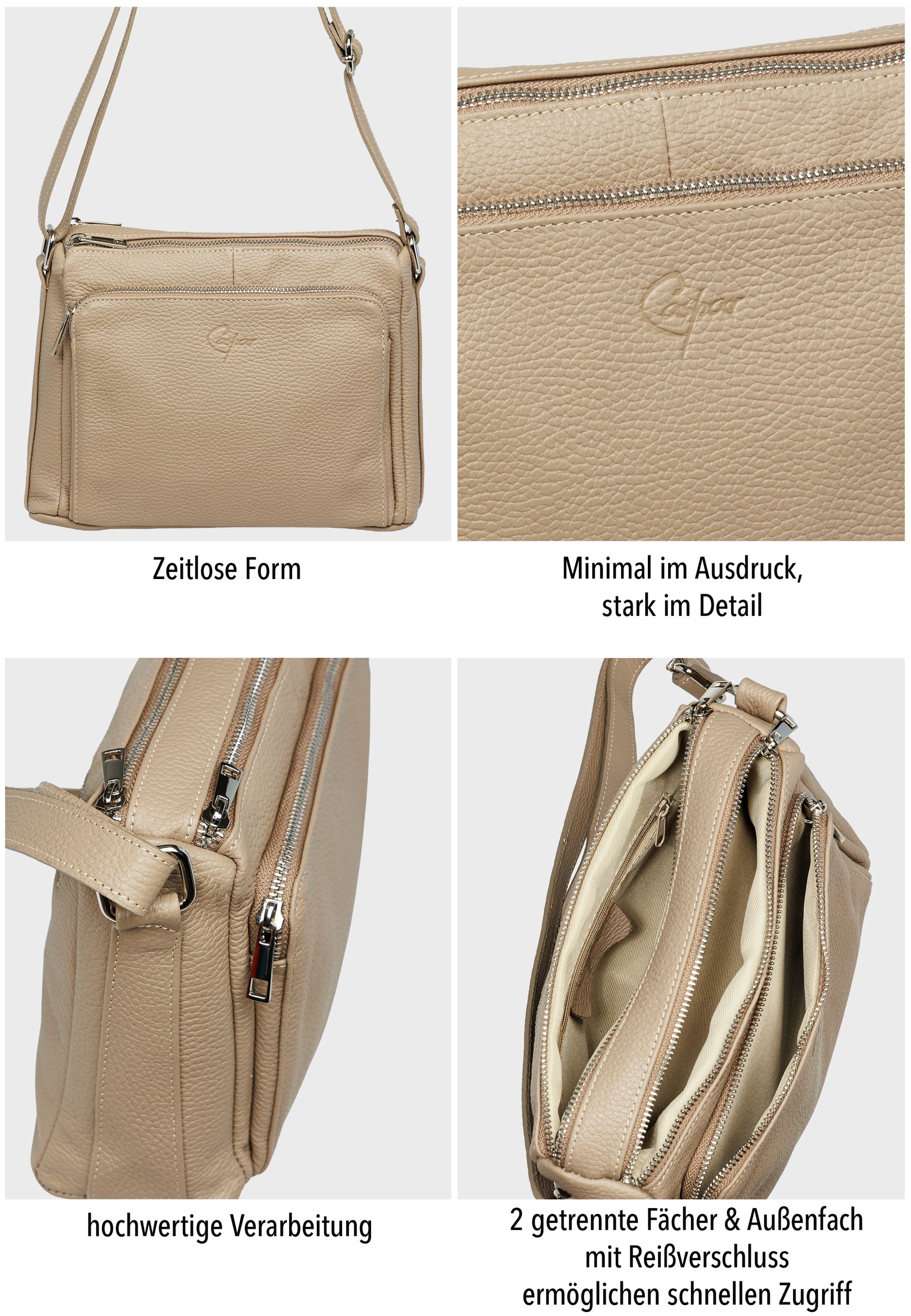 caspar-crossbody-no-861-damen-umh-ngetasche-echtleder-2-f-cher image 4