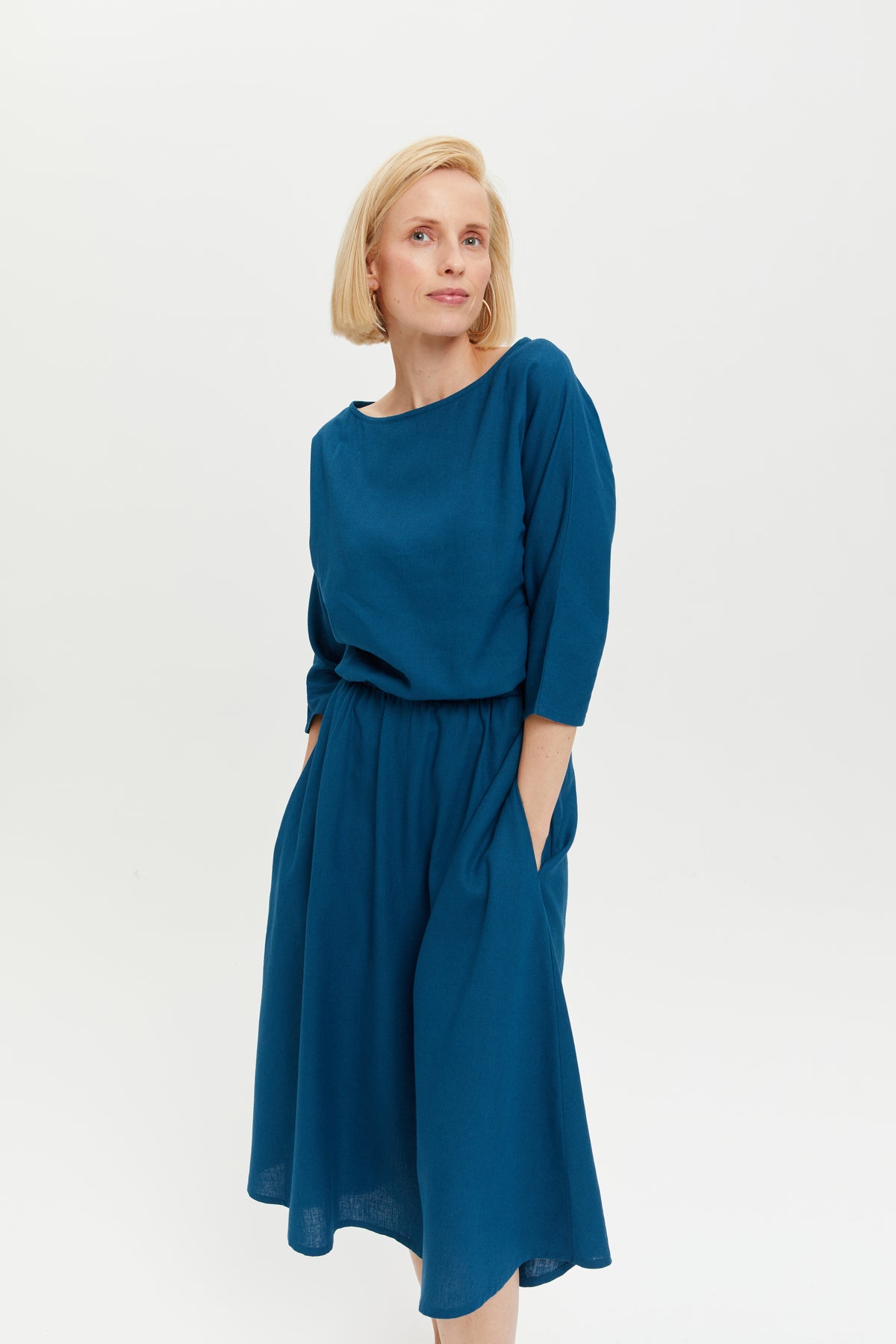 ayani-nane-leinenkleid-mit-3-4-rmeln-in-petrol-blue image 4