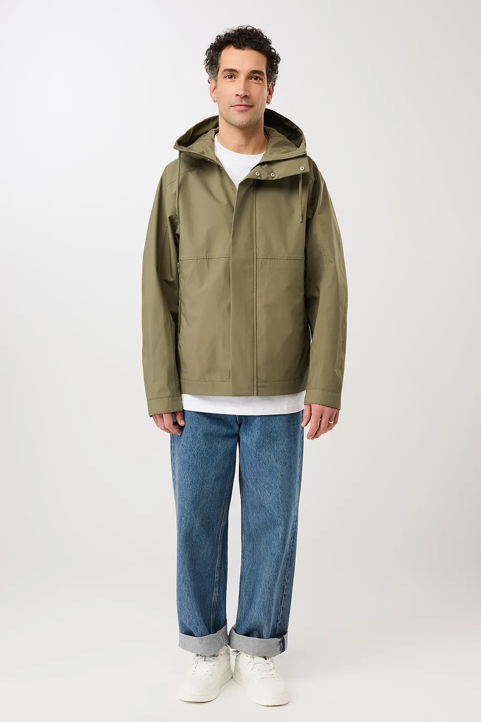 langerchen-kapuzenjacke-mit-verdeckter-knopfleiste-stone-moss-kurze-jacke image 1