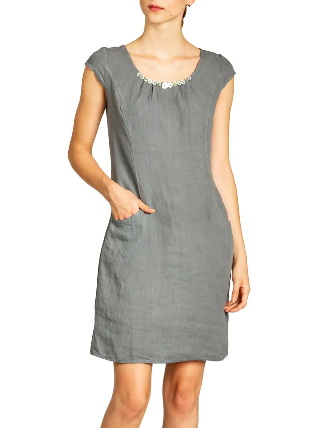 caspar-leinenkleid-no-018-damen-sommerkleid-aus-100-leinen-mit-spange image 1