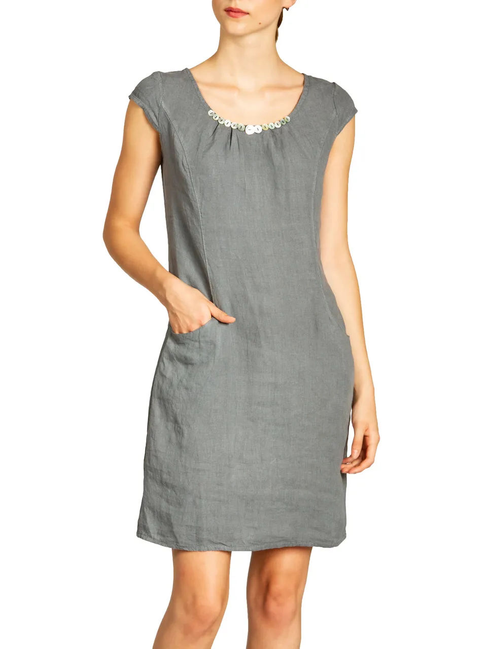 caspar-leinenkleid-no-018-damen-sommerkleid-aus-100-leinen-mit-spange image 1