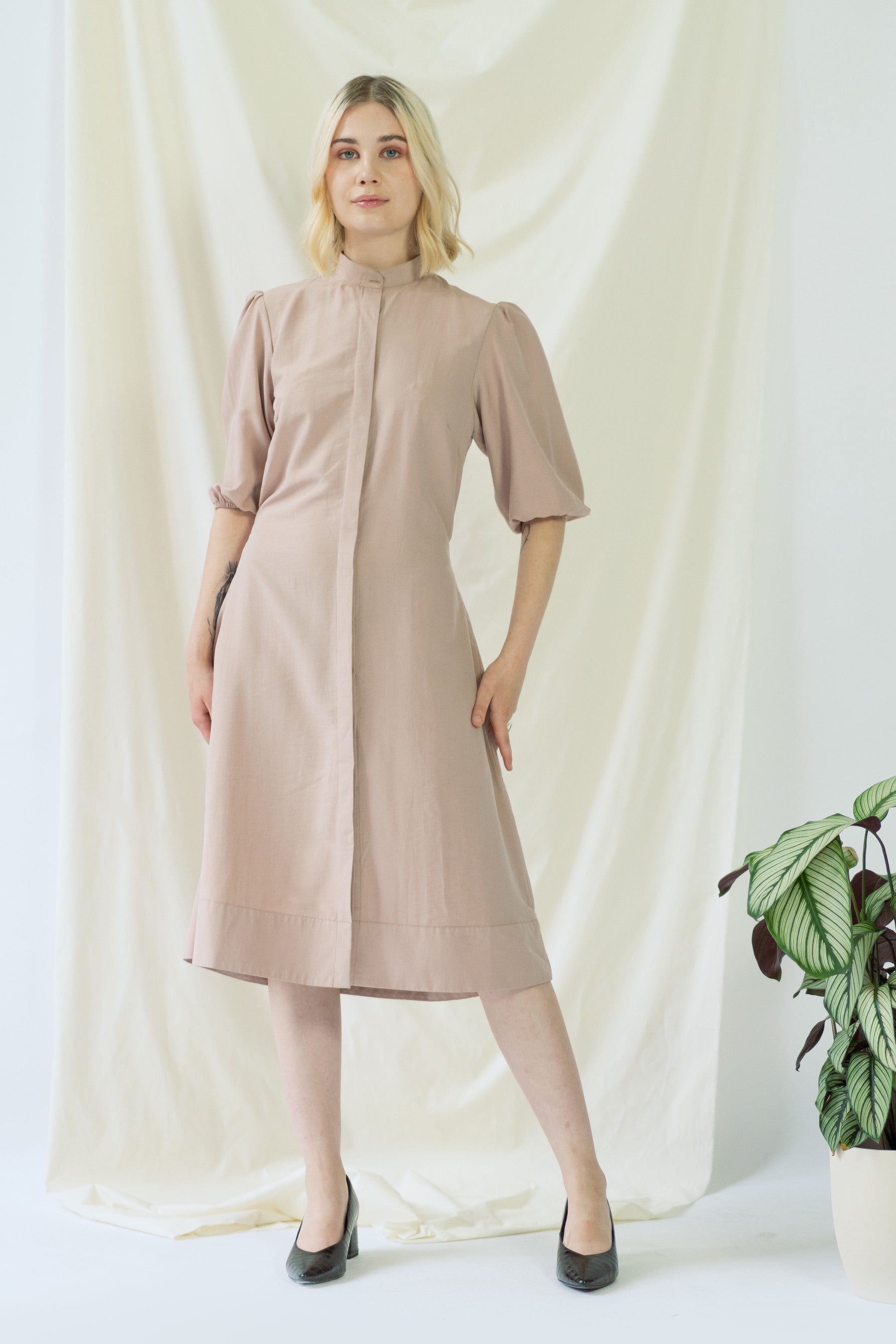 ayani-melanie-shirt-dress-mit-ballon-rmeln-in-rose image 1
