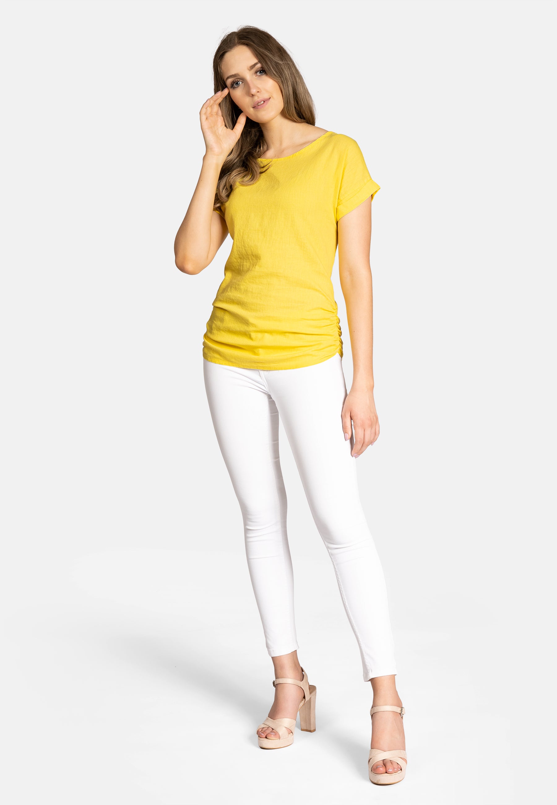 caspar-bluse-no-027-leinen-viskose-shirtbluse-mit-raffung image 6