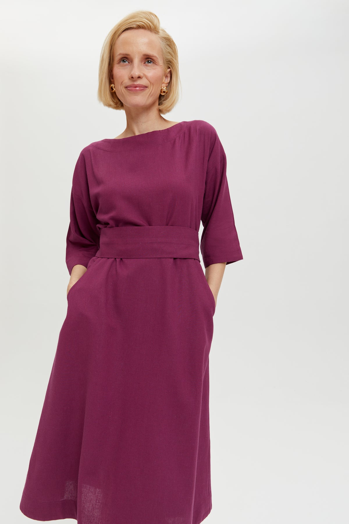 ayani-mane-elegantes-midi-kleid-mit-kimono-g-rtel-in-purple image 6